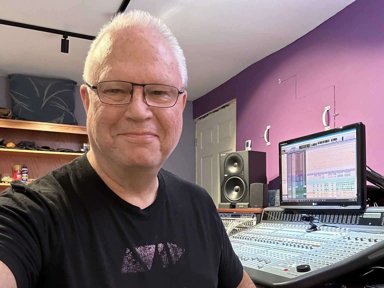 Steve Demetrician at his studio mixing console